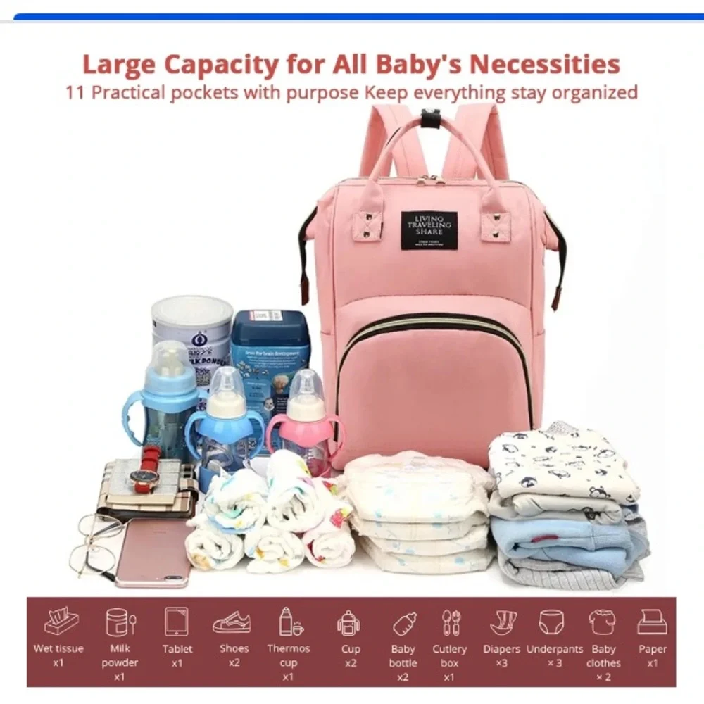 Hot Pink Baby Backpack Diaper Bag